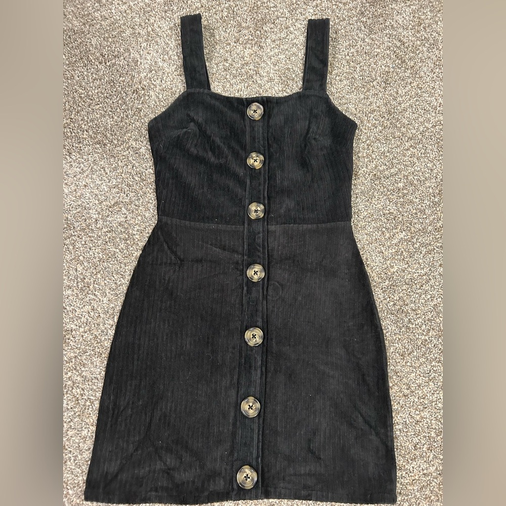 No Boundaries Black Button-Front Mini Dress